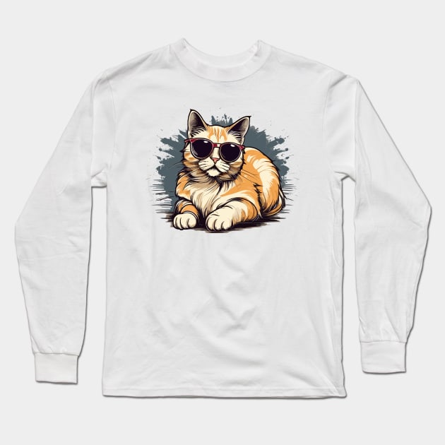 cute cat wearing glasses. Long Sleeve T-Shirt by Yopi